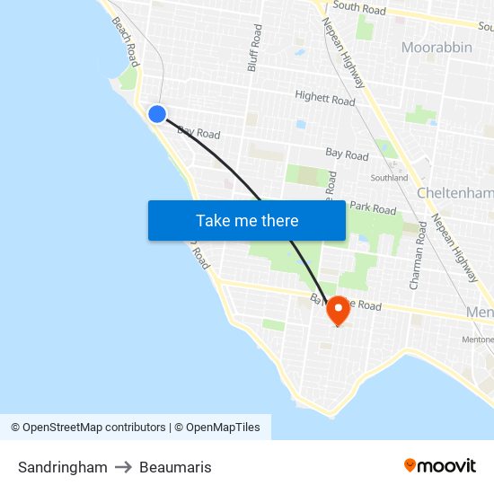 Sandringham to Beaumaris map