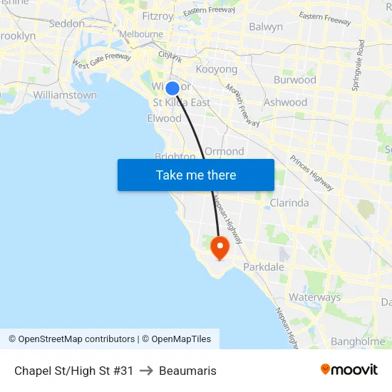 Chapel St/High St #31 to Beaumaris map