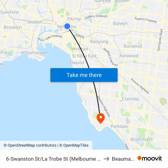 6-Swanston St/La Trobe St (Melbourne City) to Beaumaris map