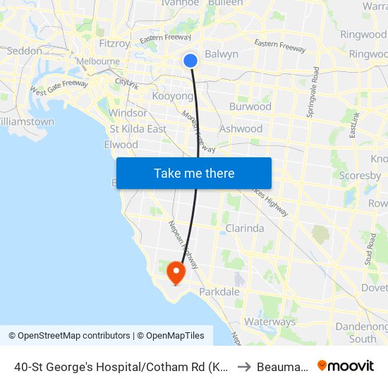 40-St George's Hospital/Cotham Rd (Kew) to Beaumaris map