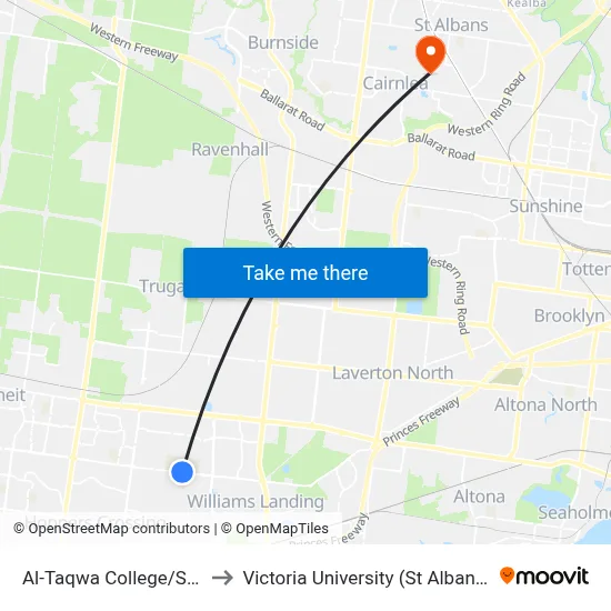 Al-Taqwa College/Sayers Rd to Victoria University (St Albans Campus) map