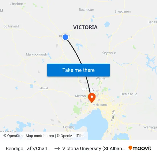 Bendigo Tafe/Charleston Rd to Victoria University (St Albans Campus) map