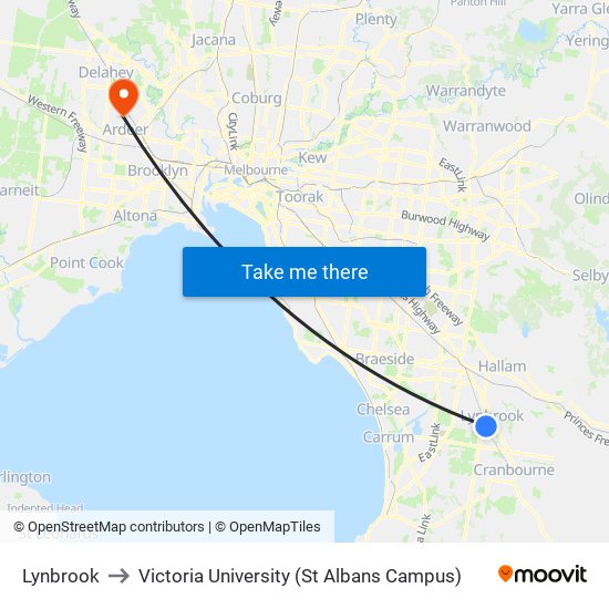 Lynbrook to Victoria University (St Albans Campus) map