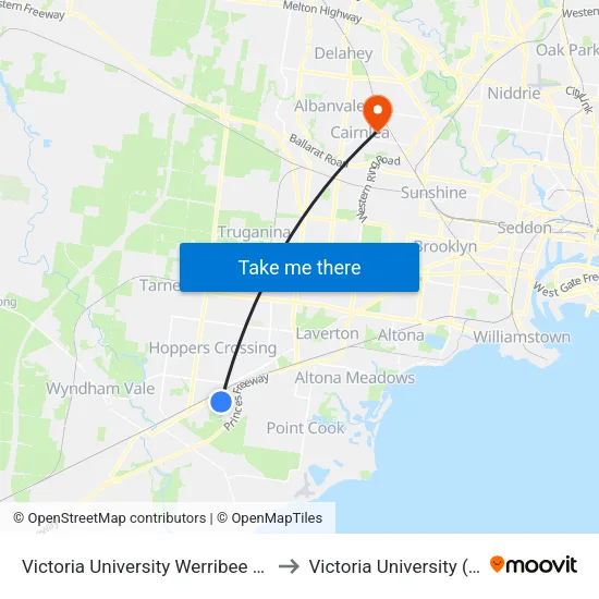 Victoria University Werribee Campus/235 Hoppers Lane to Victoria University (St Albans Campus) map