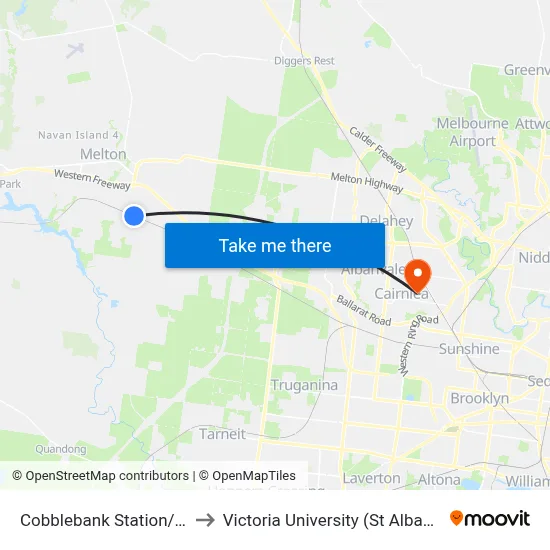 Cobblebank Station/Coach St to Victoria University (St Albans Campus) map