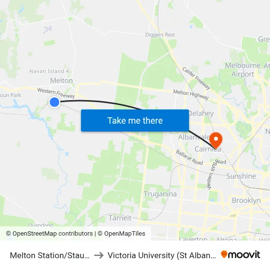 Melton Station/Staughton St to Victoria University (St Albans Campus) map