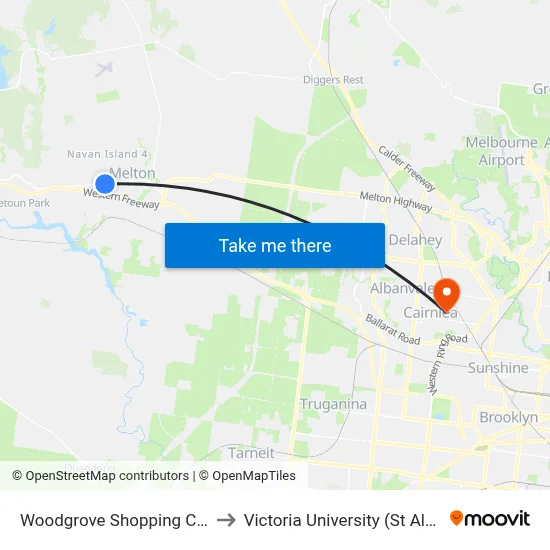 Woodgrove Shopping Centre/High St to Victoria University (St Albans Campus) map