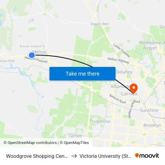 Woodgrove Shopping Centre/High St to Victoria University (St Albans Campus) map