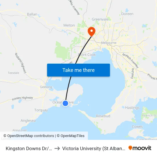 Kingston Downs Dr/Shell Rd to Victoria University (St Albans Campus) map