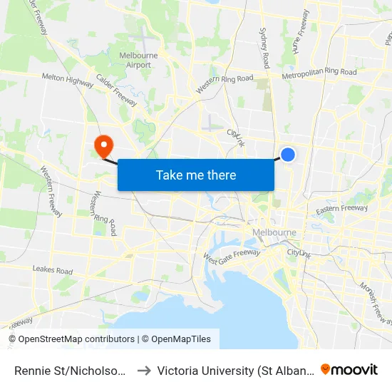 Rennie St/Nicholson St #131 to Victoria University (St Albans Campus) map
