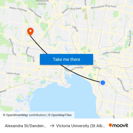 Alexandra St/Dandenong Rd #36 to Victoria University (St Albans Campus) map