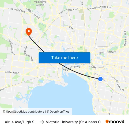 Airlie Ave/High St #37 to Victoria University (St Albans Campus) map