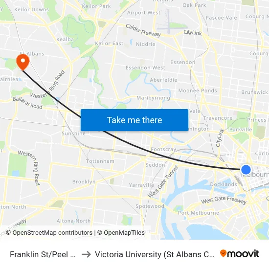 Franklin St/Peel St #8 to Victoria University (St Albans Campus) map