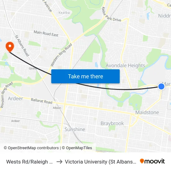 Wests Rd/Raleigh Rd #48 to Victoria University (St Albans Campus) map