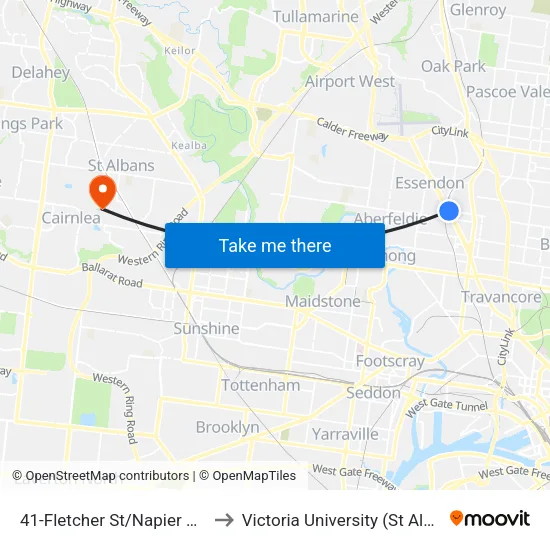Fletcher St/Napier St #41 to Victoria University (St Albans Campus) map