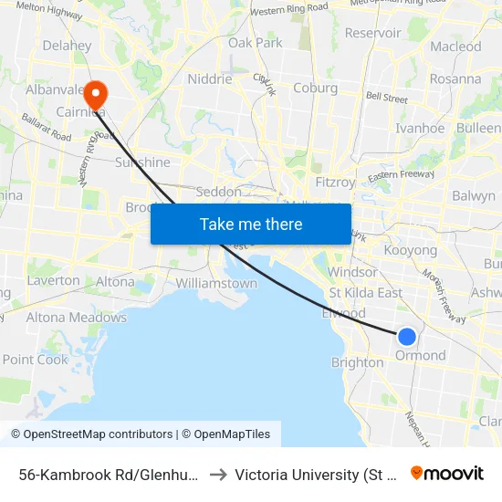 Kambrook Rd/Glenhuntly Rd #56 to Victoria University (St Albans Campus) map