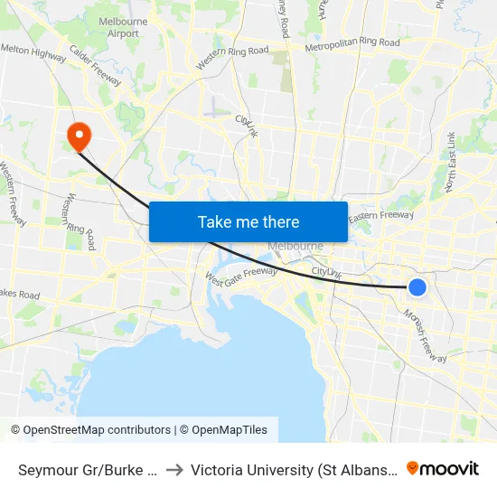 Seymour Gr/Burke Rd #59 to Victoria University (St Albans Campus) map