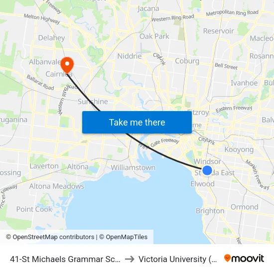 St Michaels Grammar School/Chapel St #41 to Victoria University (St Albans Campus) map