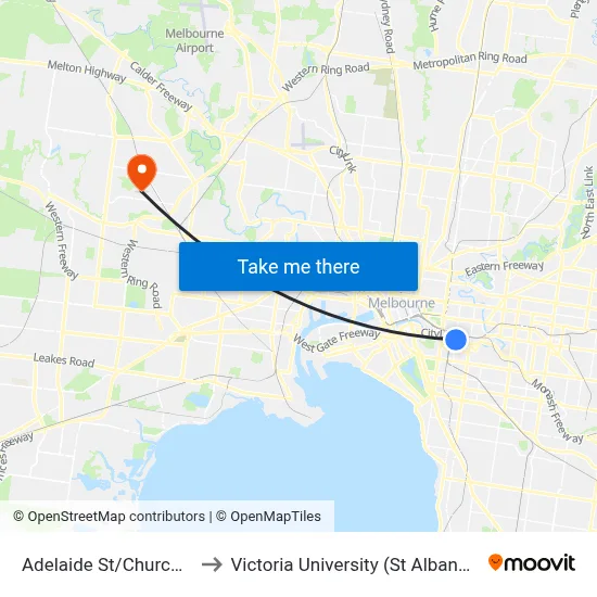 Adelaide St/Church St #55 to Victoria University (St Albans Campus) map