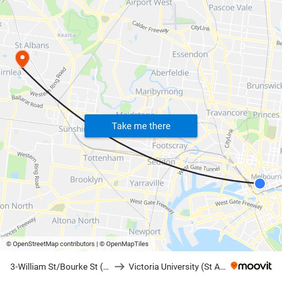 3-William St/Bourke St (Melbourne City) to Victoria University (St Albans Campus) map