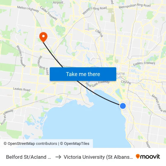 Belford St/Acland St #139 to Victoria University (St Albans Campus) map