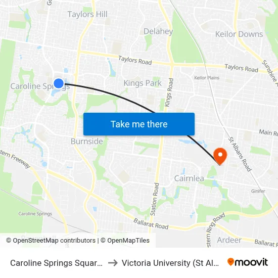 Caroline Springs Square Sc/Main St to Victoria University (St Albans Campus) map