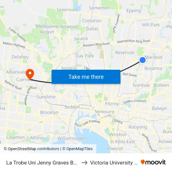 La Trobe Uni Jenny Graves Building/Science Dr to Victoria University (St Albans Campus) map