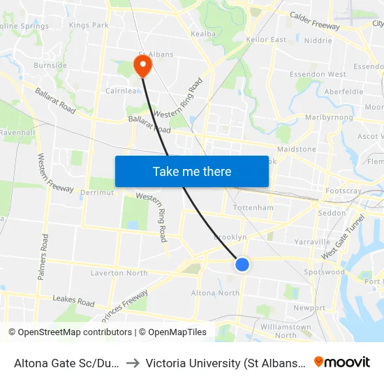 Altona Gate Sc/Duosa Rd to Victoria University (St Albans Campus) map