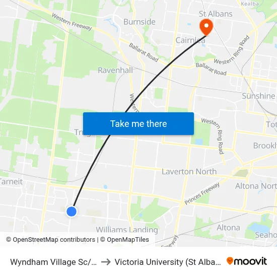 Wyndham Village Sc/Morris Rd to Victoria University (St Albans Campus) map