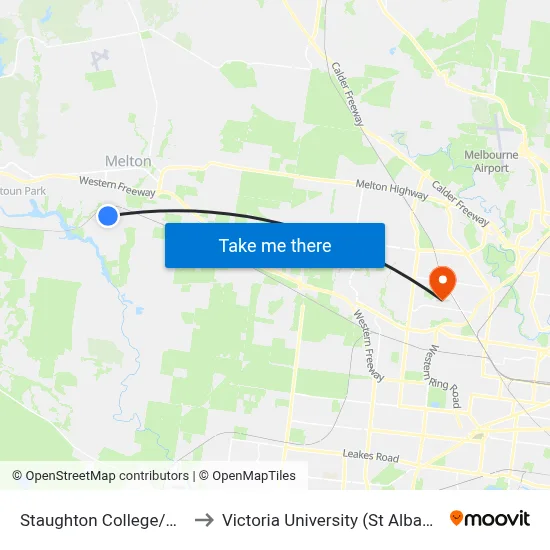 Staughton College/Wilson Rd to Victoria University (St Albans Campus) map