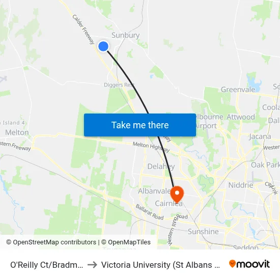 O'Reilly Ct/Bradman Dr to Victoria University (St Albans Campus) map