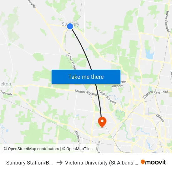 Sunbury Station/Brook St to Victoria University (St Albans Campus) map