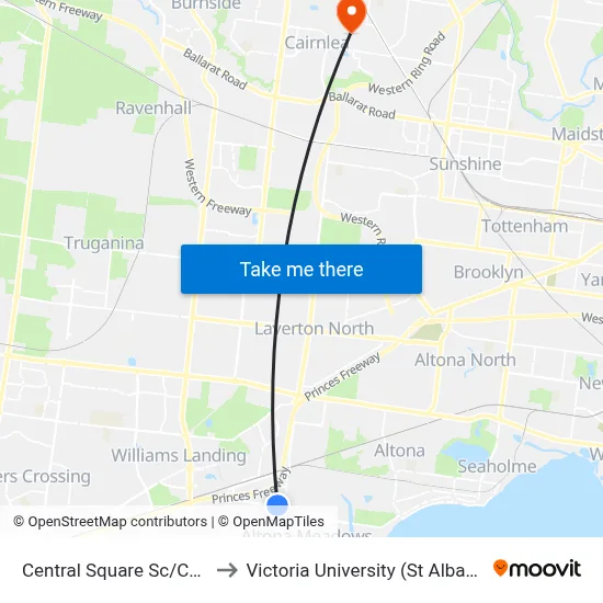 Central Square Sc/Central Ave to Victoria University (St Albans Campus) map