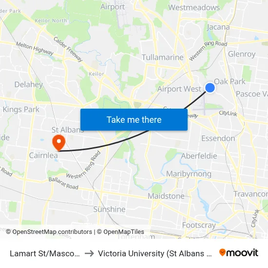 Lamart St/Mascoma St to Victoria University (St Albans Campus) map