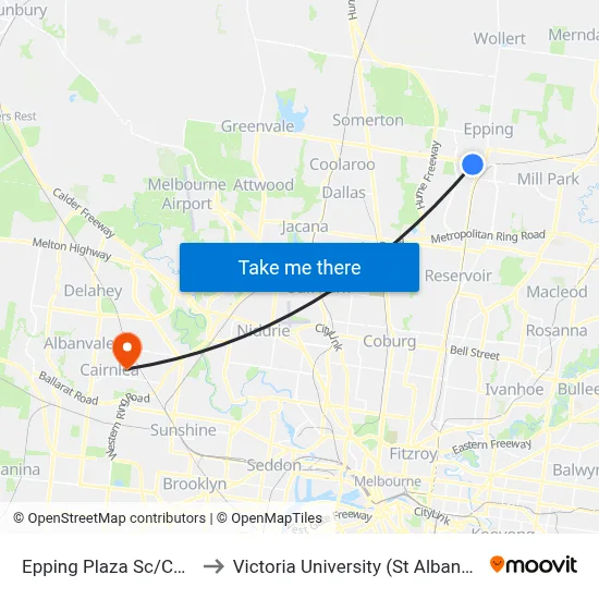 Epping Plaza Sc/Cooper St to Victoria University (St Albans Campus) map