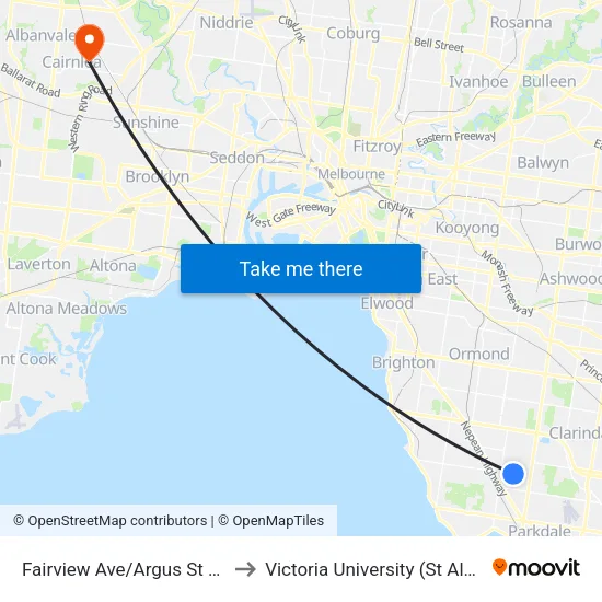 Fairview Ave/Argus St to Victoria University (St Albans Campus) map