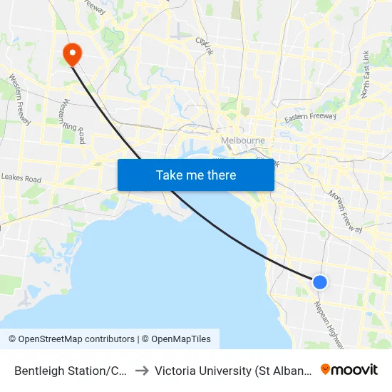 Bentleigh Station/Centre Rd to Victoria University (St Albans Campus) map