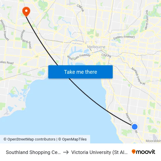 Southland Shopping Centre/Karen St to Victoria University (St Albans Campus) map