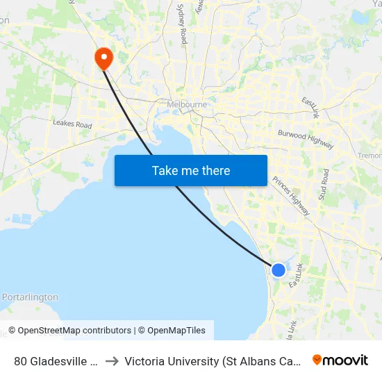 80 Gladesville Bvd to Victoria University (St Albans Campus) map