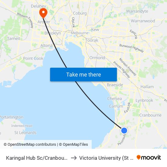Karingal Hub Sc/Cranbourne Rd (Frankston) to Victoria University (St Albans Campus) map