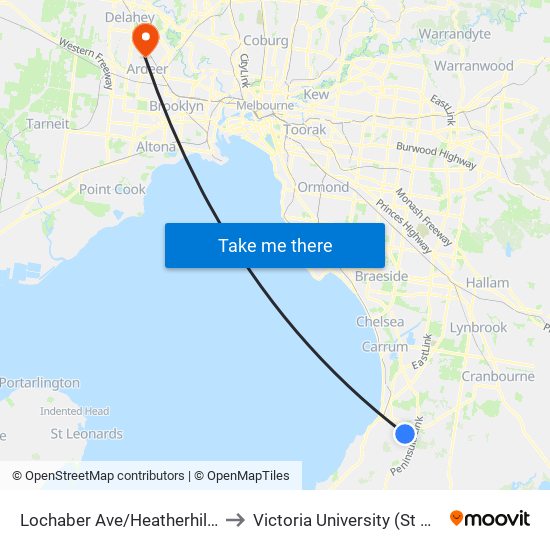 Lochaber Ave/Heatherhill Rd (Frankston) to Victoria University (St Albans Campus) map