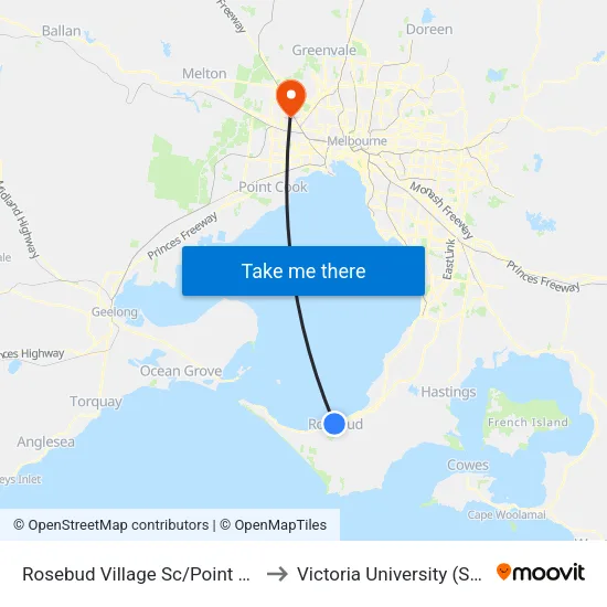 Rosebud Village Sc/Point Nepean Rd to Victoria University (St Albans Campus) map