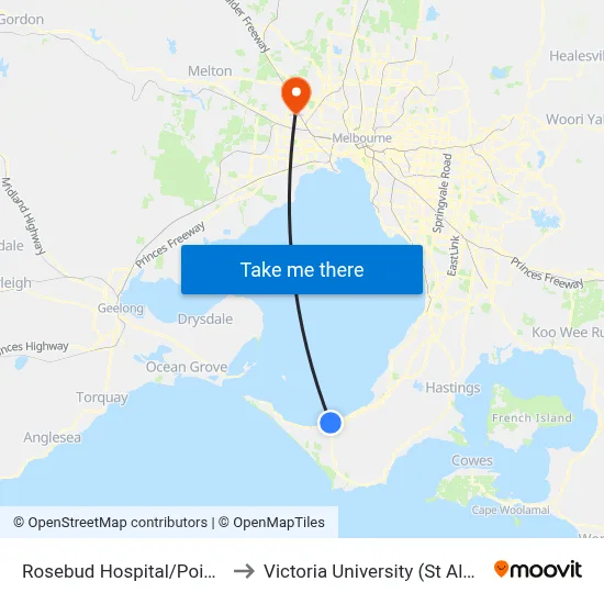 Rosebud Hospital/Point Nepean Rd to Victoria University (St Albans Campus) map