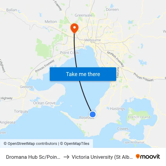 Dromana Hub Sc/Point Nepean Rd to Victoria University (St Albans Campus) map