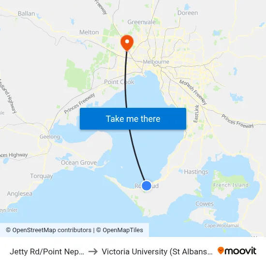 Jetty Rd/Point Nepean Rd to Victoria University (St Albans Campus) map