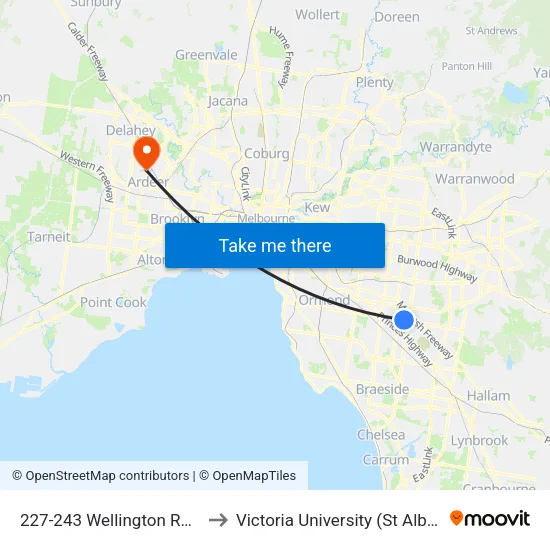 227-243 Wellington Rd to Victoria University (St Albans Campus) map