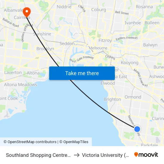 Southland Shopping Centre/Karen St to Victoria University (St Albans Campus) map