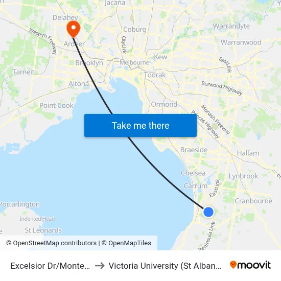 Excelsior Dr/Monterey Bvd to Victoria University (St Albans Campus) map