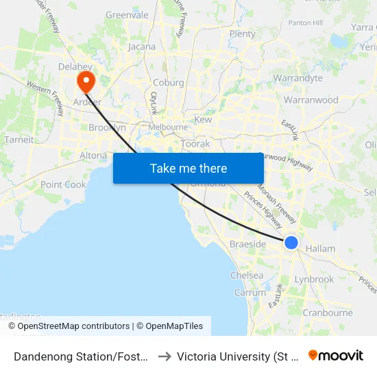 Dandenong Station/Foster St to Victoria University (St Albans Campus) map