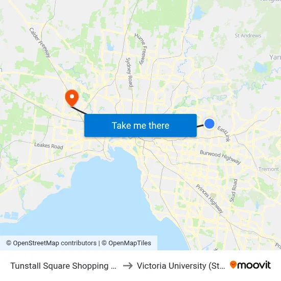 Tunstall Square Shopping Centre/Doncaster Rd to Victoria University (St Albans Campus) map